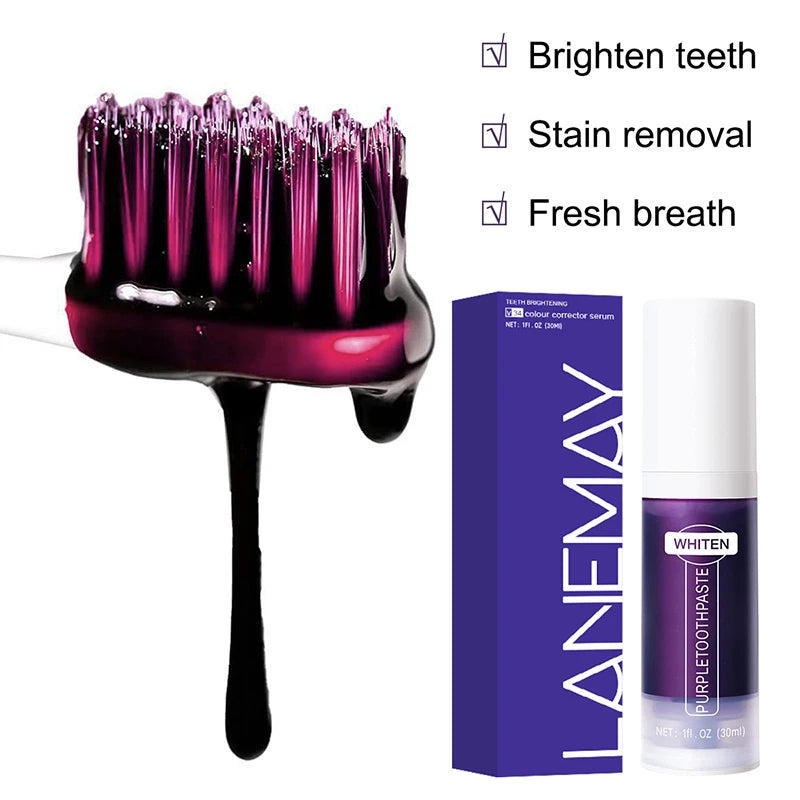 V34 Purple Whitening Toothpaste – Instant Yellow Tone Neutralizer