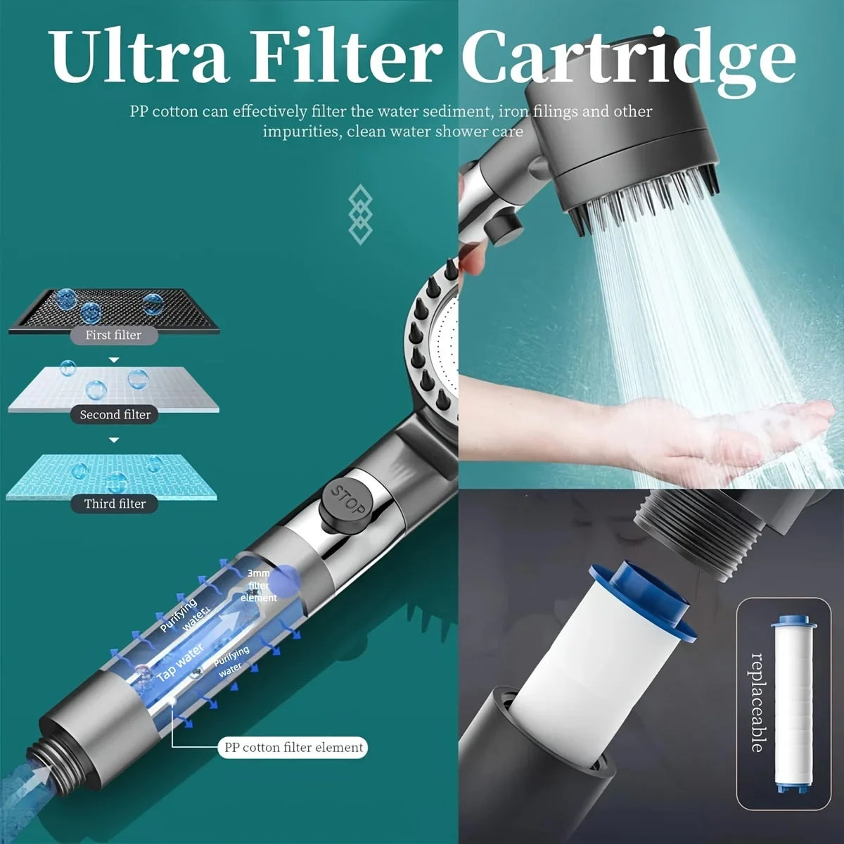 IonDrop™ Turbo Filter Shower Head – Softer Hair Starts Here