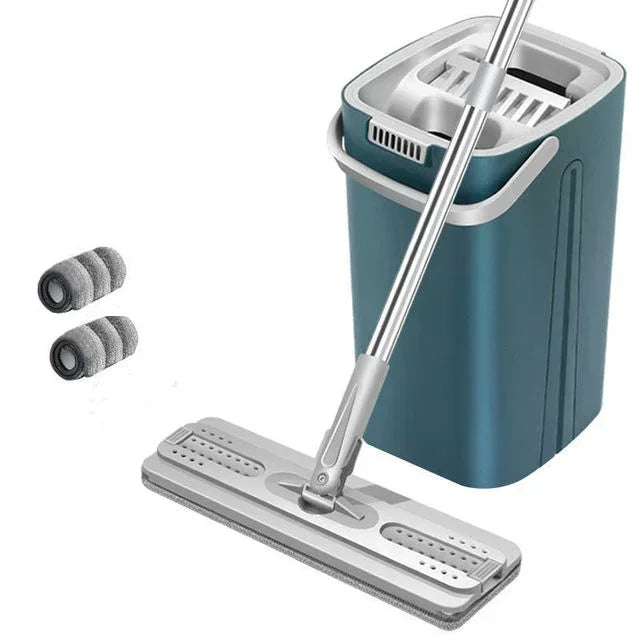 Compact Flat Mop & Bucket System – Hands-Free Cleaning for Small Spaces