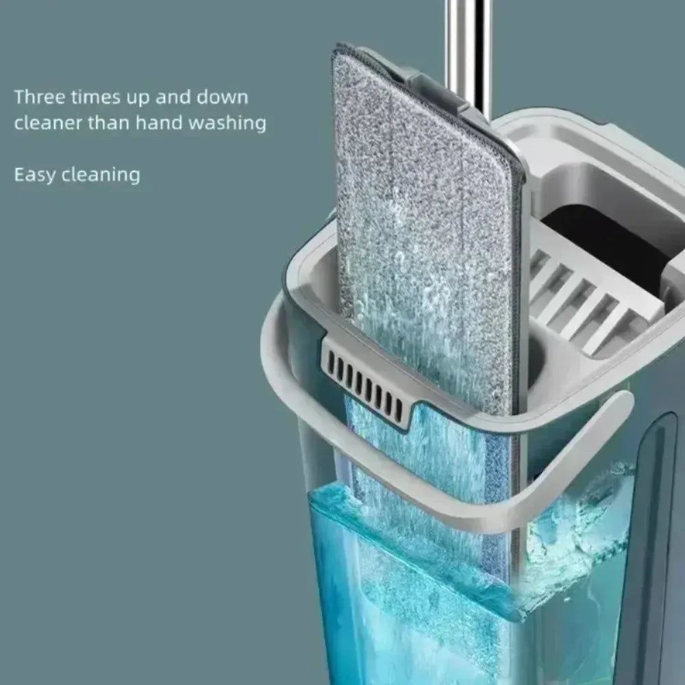 Compact Flat Mop & Bucket System – Hands-Free Cleaning for Small Spaces