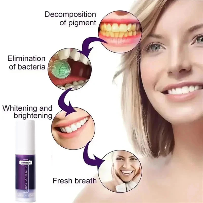 V34 Purple Whitening Toothpaste – Instant Yellow Tone Neutralizer