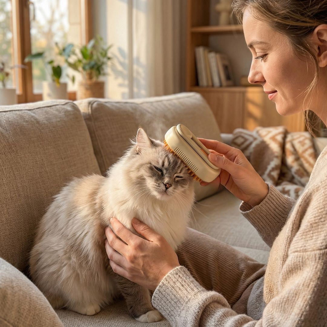 Brosse pour animaux avec vapeur – Récupérez tout les poils