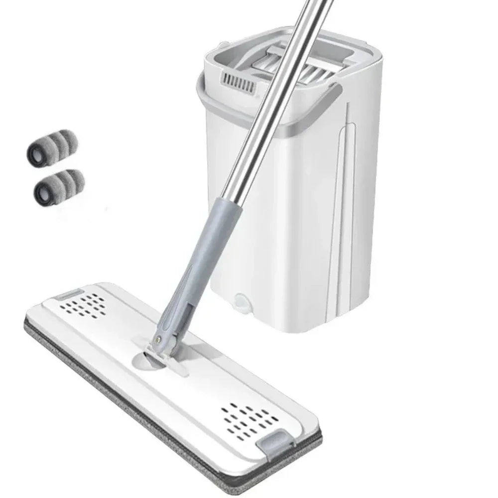Compact Flat Mop &amp; Bucket System – Hands-Free Cleaning for Small Spaces