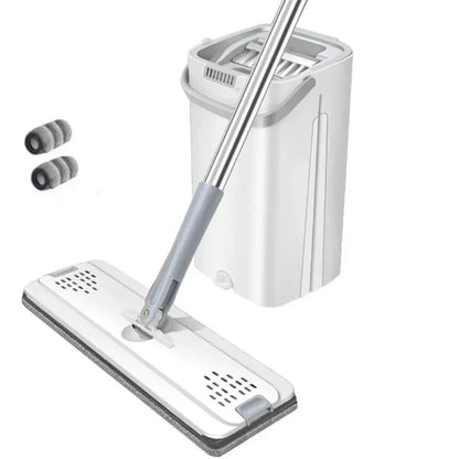 Compact Flat Mop &amp; Bucket System – Hands-Free Cleaning for Small Spaces