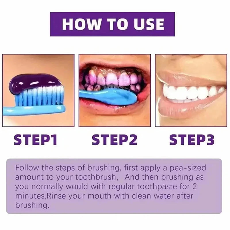V34 Purple Whitening Toothpaste – Instant Yellow Tone Neutralizer