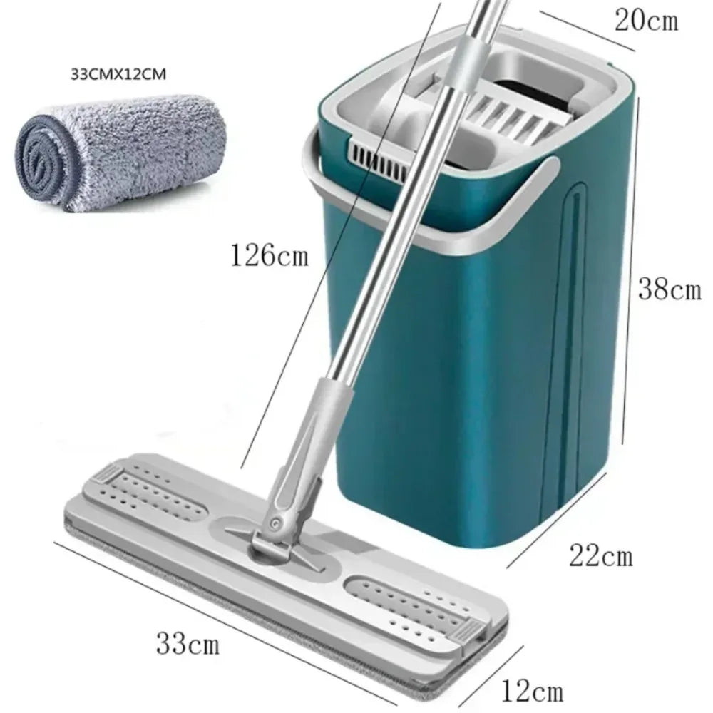 Compact Flat Mop &amp; Bucket System – Hands-Free Cleaning for Small Spaces