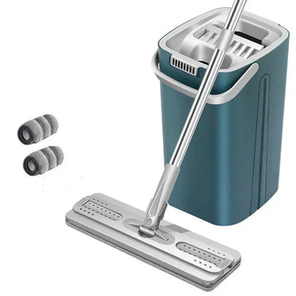 Compact Flat Mop &amp; Bucket System – Hands-Free Cleaning for Small Spaces