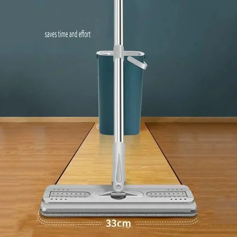 Compact Flat Mop &amp; Bucket System – Hands-Free Cleaning for Small Spaces