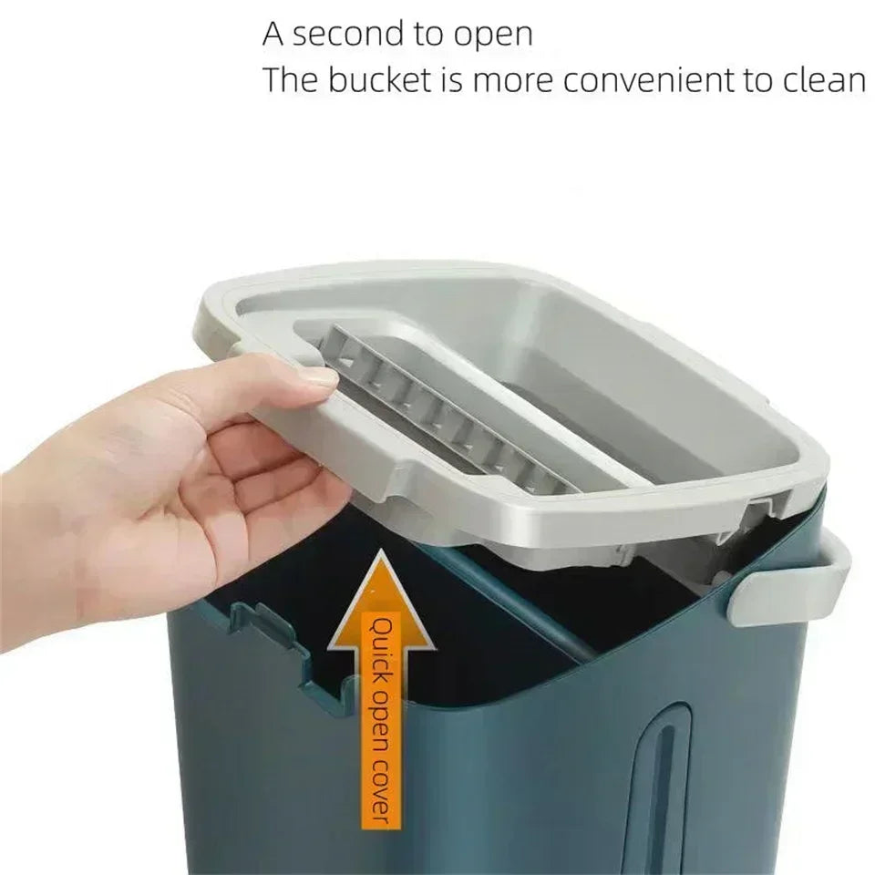 Compact Flat Mop &amp; Bucket System – Hands-Free Cleaning for Small Spaces