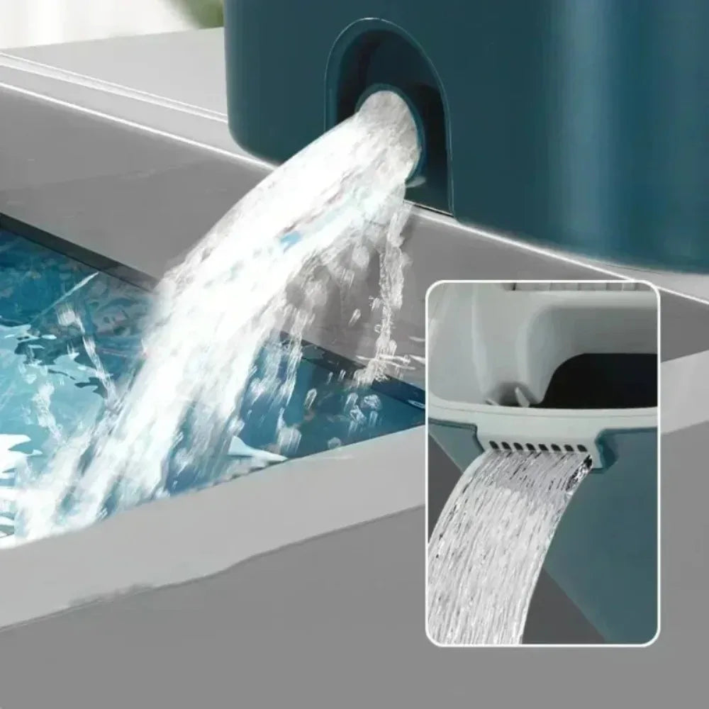 Compact Flat Mop &amp; Bucket System – Hands-Free Cleaning for Small Spaces