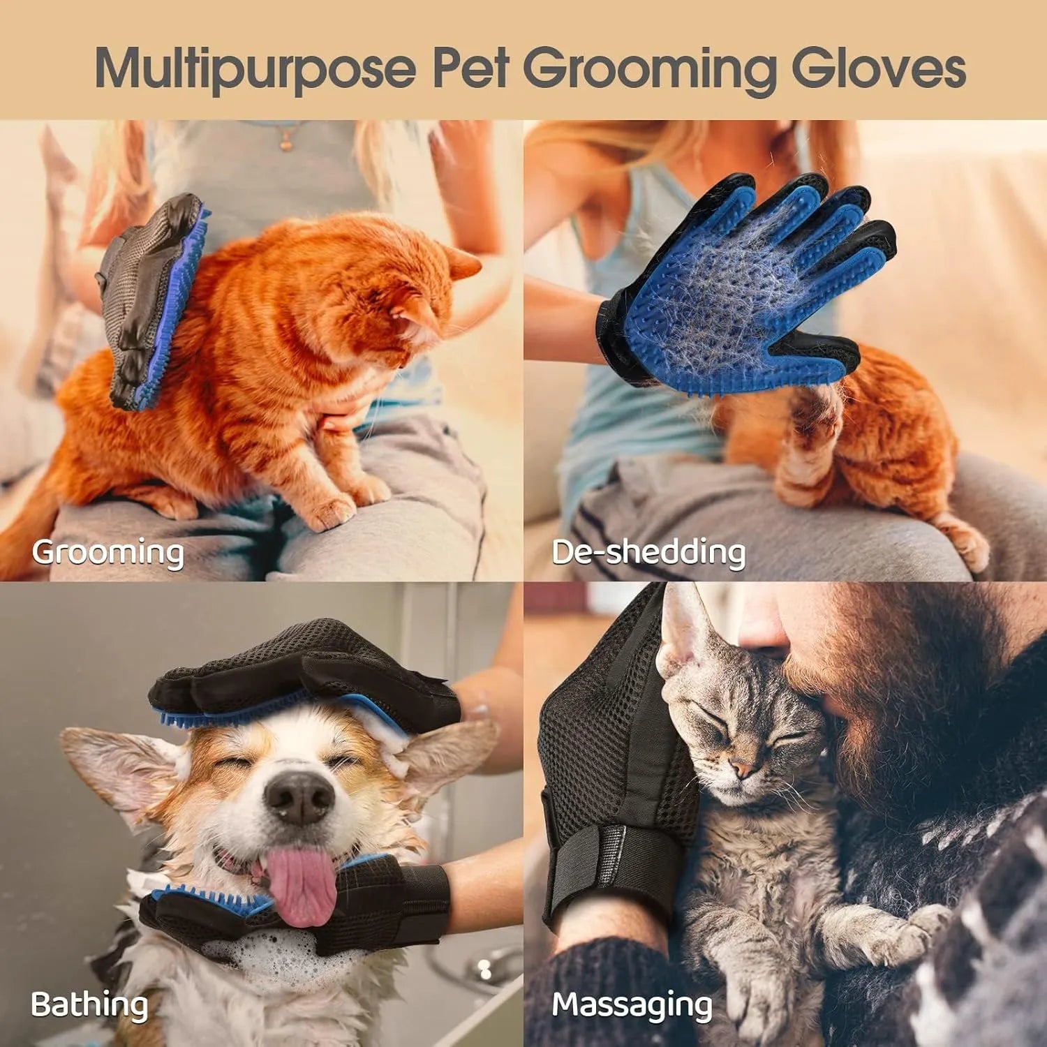 Pet Grooming Hair Removal Glove